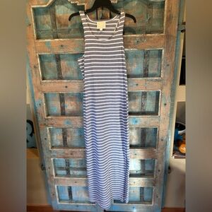 Sail to Sable Blue and White Striped Maxi Dress